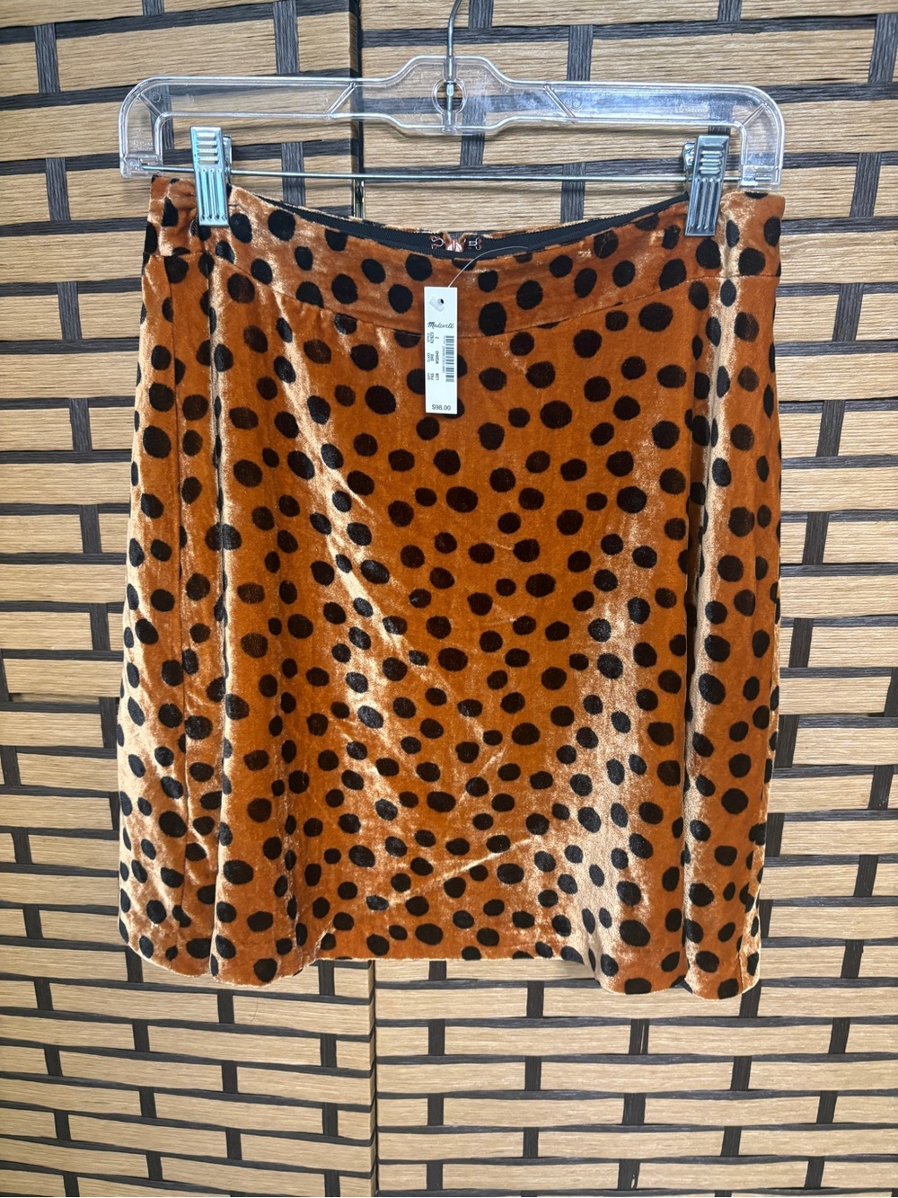 Madewell Gold And Black Polka Dot Velvet Skirt Size 2
